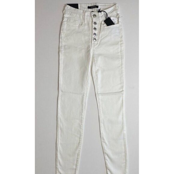 Numero Verona Ankle Skinny Jeans 27 White Juniors' Stretchy Exposed-Buttons NEW - Picture 6 of 9